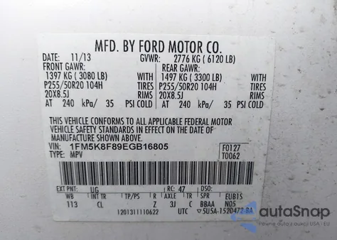 2014 Ford Explorer Limited из США, поврежденный, VIN 1FM5K8F89EGB16805